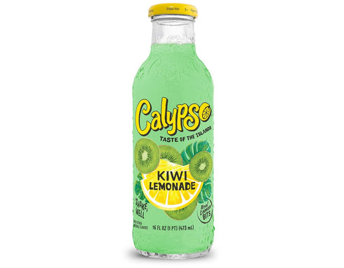 16 Oz (Pack 12) Calypso Lemonade, Kiwi Lemonade, Made with Real Fruit, Fl Glass Bottles