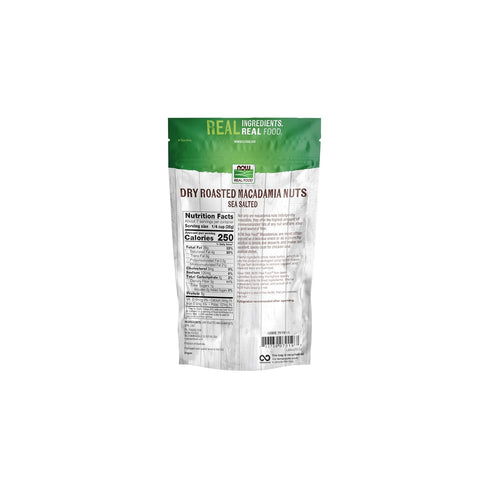 9-Ounce (Packaging NOW Foods, Macadamia Nuts, Dry Roasted with Sea Salt, Source of Fiber, Gluten-Free and Certified