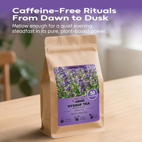 50 Count FullChea - Hyssop Tea Bags, Caffeine-Free Herbal Tea Bags, Premium Hyssop, Support Digestion & Promote
