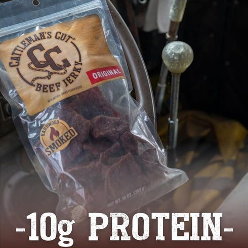 10 Cattleman's Cut Original Beef Jerky, Premium Marinated Steak High Protein Meat Snacks, Keto Friendly, Gluten Free