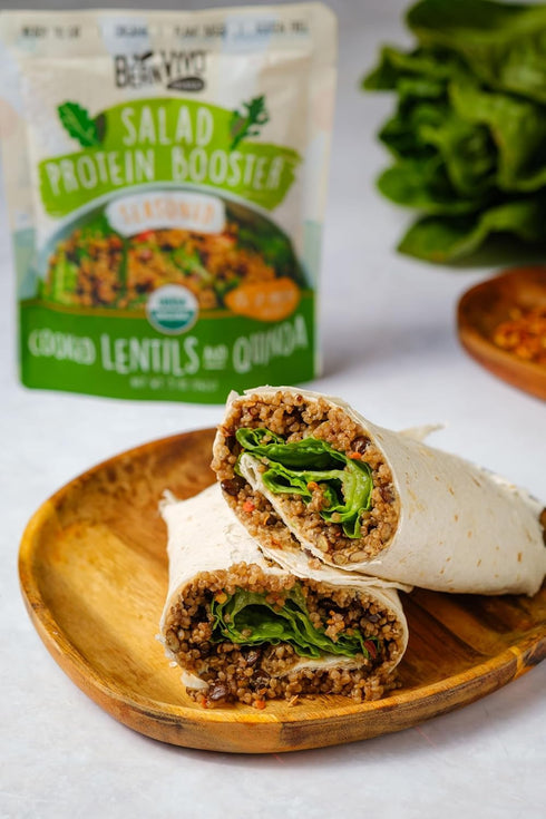 6-Pack 10g protein-packed 5oz BeanVIVO Salad Protein Booster - Organic Lentils & Quinoa, fully cooked and seasoned