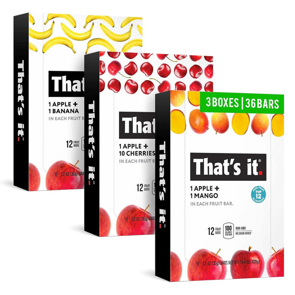 Thats it. Variety, 100% Natural Real Fruit Bar, High Fiber Vegan, Gluten