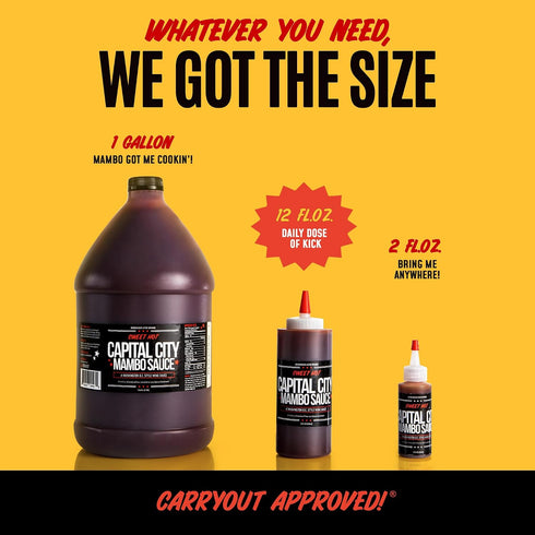 12oz Capital City Mambo Sauce Sweet Hot, Washington DC Wing Sauces, Perfect Condiment for Wings Chicken Pork Beef
