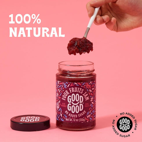 12oz 330g (Pack 1) GOOD GOOD Four Fruits Jam - No Added Sugar - Low Calorie - Gluten Free and Vegan - Diabetic and Keto
