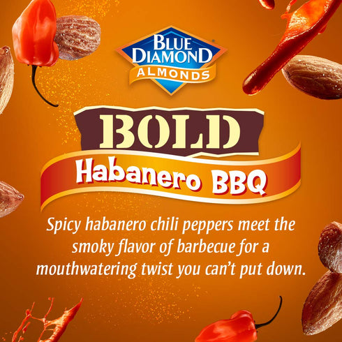 25 Oz (Pack 1) Blue Diamond Almonds Habanero BBQ Flavored Snack Nuts, Resealable Bag