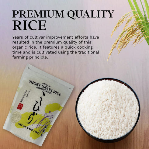 4.4 Shirakiku Dried Grains & Rice - Japanese Style Short Grain White Koshihikari - Uncooked Premium Quality Sweet