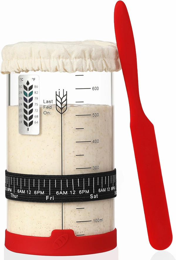 INOBYO Sourdough Starter Jar, 24 OZ Wide Mouth Sour Dough Starter Jars Glass,