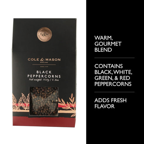 5.3 oz Cole & Mason Gourmet Spice Refill Box - Pairs Well with Chicken, Beef, Pork and More - Peppercorn for Pepper