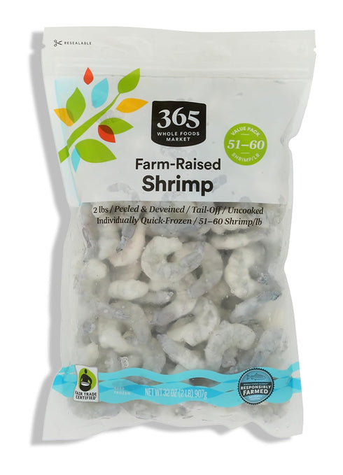 365 by Whole Foods Market Tail-Off Shrimp 51-60 Count Value Pack, 32 OZ