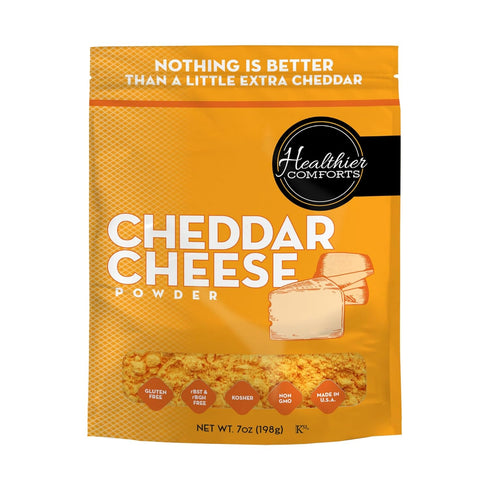 Healthier Comforts Cheddar Cheese Powder (7 oz) | Premium Yellow Cheddar |