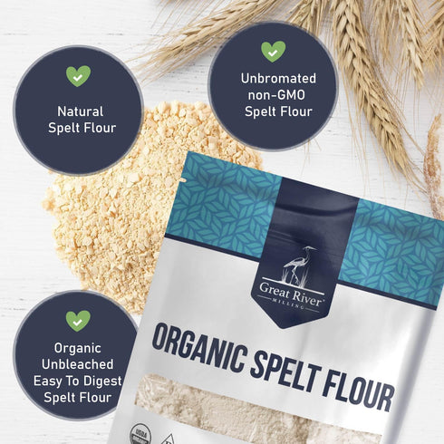 5 Lb Great River Milling Organic Spelt Flour | Whole Grain Ancient Wheat Flour | USDA Organic, Non-GMO, Kosher | High