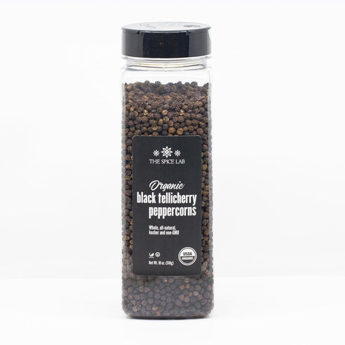 2.2 18oz Pack The Spice Lab Pink Himalayan Salt Coarse Pound Tub & USDA Organic Tellicherry Peppercorns Tub - Combo
