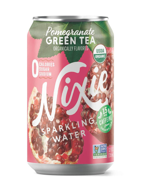 12 Nixie Sparkling Water Organic Pomegranate Green Tea Sparkling Water, FZ