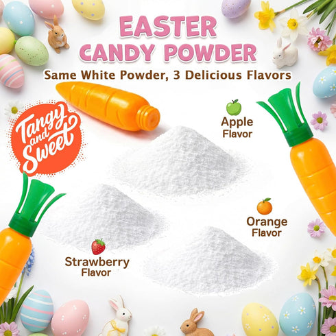 24 Summer Carrot-Shaped Sweet & Tangy Powdered Candy, Ct (Apple, Orange, Strawberry) Classic Sweet Powder for Ice Cream