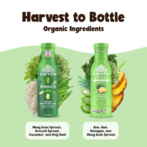 (6 12 oz Karviva Organic Juice Cleanse for Liver Detox & Hormone Health - Ancient Remedies with Broccoli Sprouts, Aloe