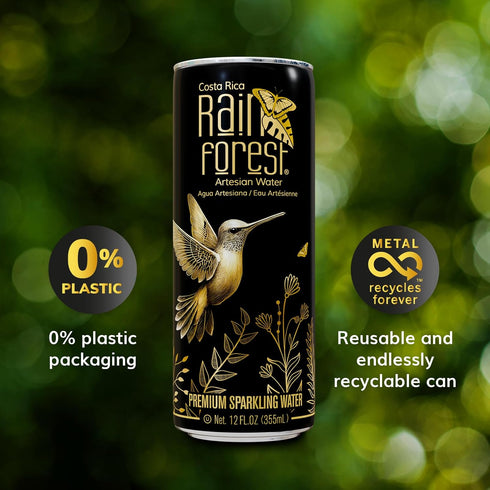 12 Pack 355 ml Packaging Rainforest Sparkling Water Cans | Each | Crisp Carbonated Water for Pure Refreshment |