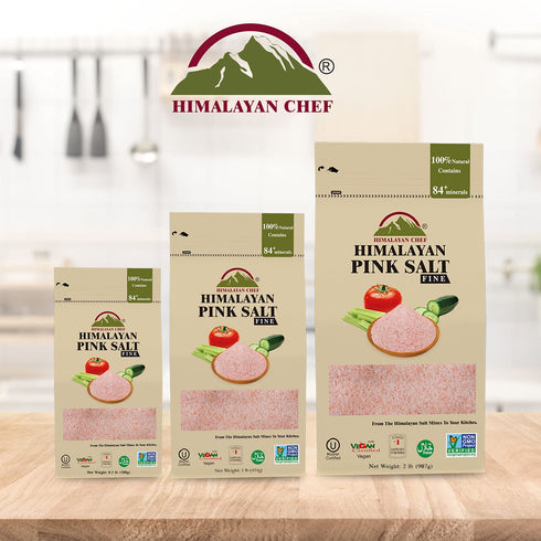 2 LBS, Himalayan Chef Fine Himalayan Pink Salt Bag, Incredible Taste