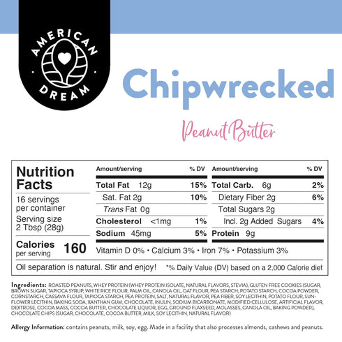 Chipwrecked Peanut Butter - Gluten-Free American Dream Nut Butter