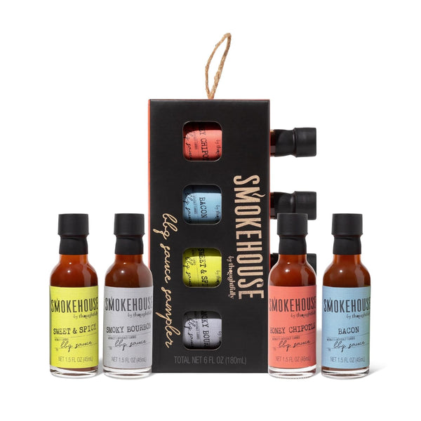 Smokehouse by Thoughtfully Gourmet BBQ Sauce Sampler Set, Vegan, Pack of 4 with Honey Chipotle, Sweet and Spicy