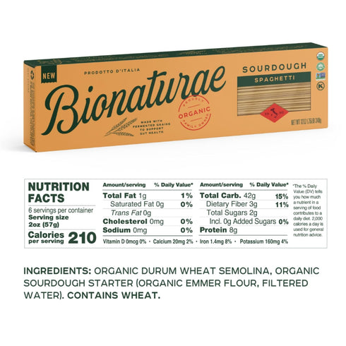 12 Bionaturae Sourdough Organic Spaghetti Pasta - Spaghetti Noodles Thin, Pasta Noodles, Thin Spaghetti, Pasta
