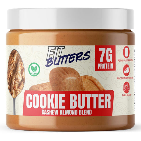 Fit Butters Cookie Butter Cashew Almond Butter Vegan Spread, Added Protein and