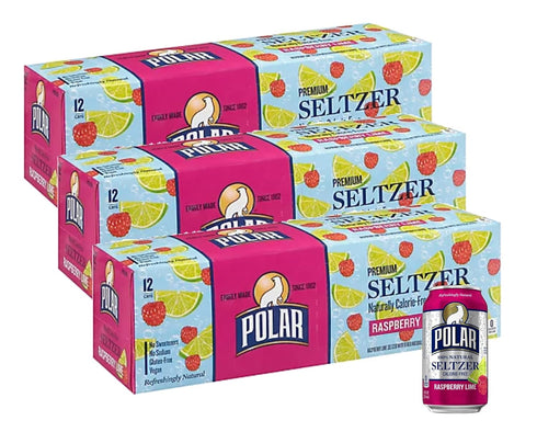Polar Seltzer Water Raspberry Lime 100% Natural Sparkling Soda Beverage Soft Drink