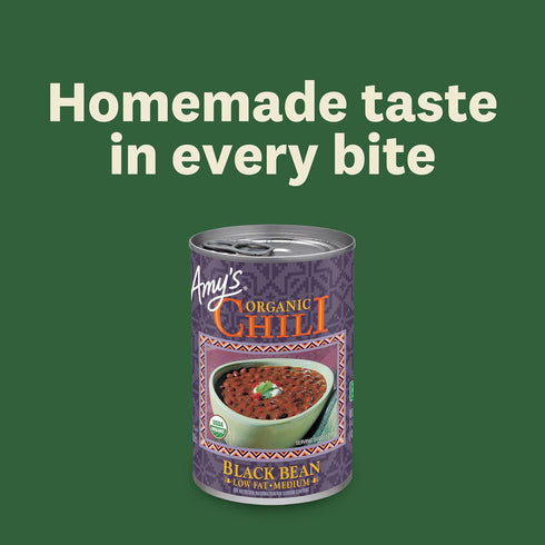 14.7 Oz (6 Pack) Amy's Chili, Black Bean, Medium Spice, Gluten Free & Organic Vegetarian Chili, Low Fat