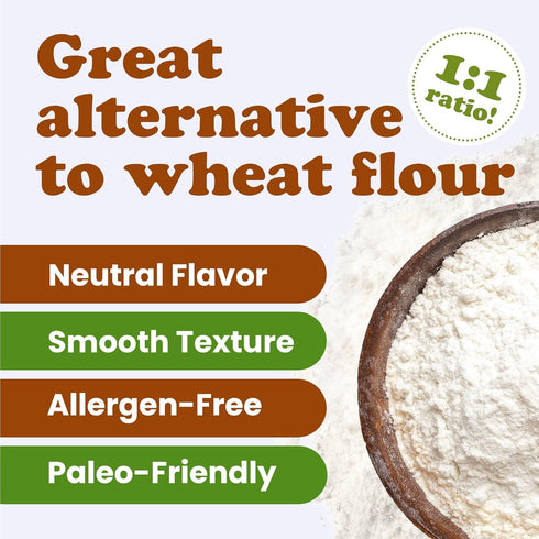 8 Food to Live Organic Tapioca Flour, Pounds Non-GMO Finely Ground Tapioca Starch. Wheat and Rice Flour Substitute. All