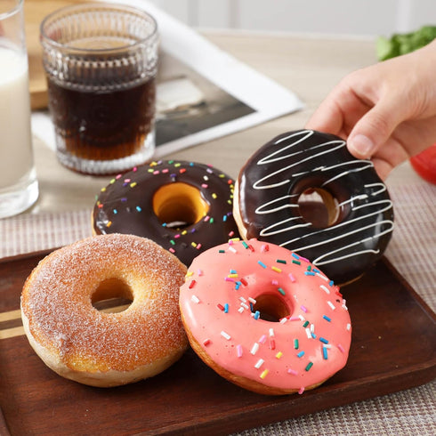 Joeabor 4 Pack Fake Donut Artificial Doughnut for Decoration Realistic Fake Food for Display Faux Dessert Party