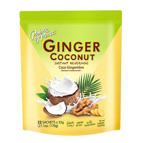 Prince of Peace Ginger Coconut Instant Beverage, 22 Sachets Instant Hot or