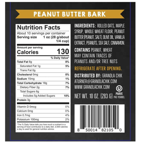 10oz 2 Pack) Granolachik Artisanal Granola Bark, Vegan, No Refined Sugars Maple Syrup Sweetened, (Chocolate Peanut