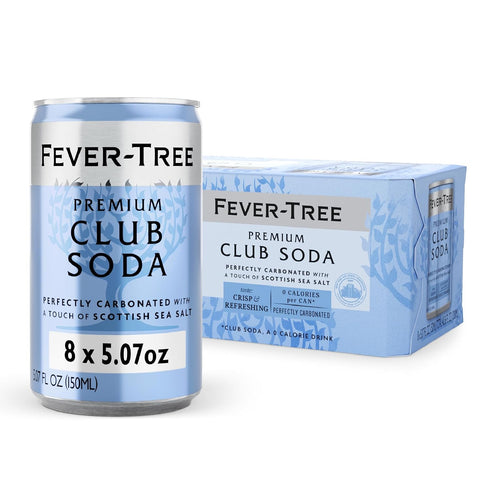 Fever-Tree Club Soda Premium Zero Calorie Mixer for Cocktails and Mocktails, 5.1