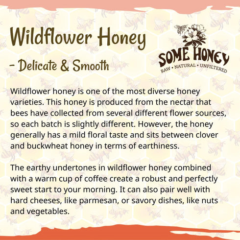 Some Honey 100% 16 oz Raw & Unfiltered Wildflower Honey Pure U.S. Honey USDA Grade A All-Natural