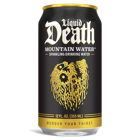 12 Oz (Pack 12) Liquid Death Sparkling Mountain Water, Real Mountain Source, Ice-Cold Cans, Infinitely Recyclable, Fl