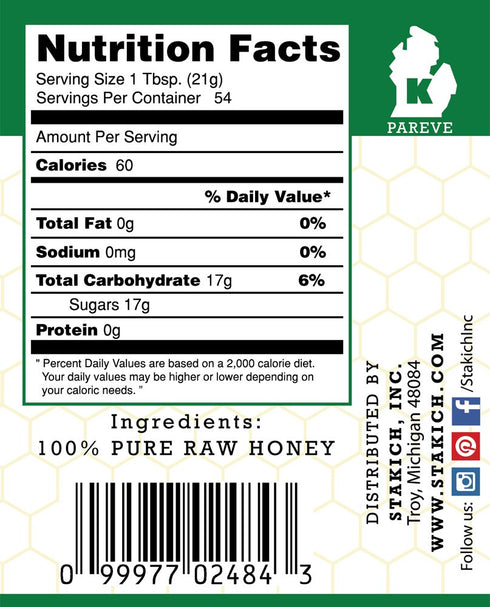 (40 Stakich Buckwheat Antioxidant Raw Honey - Pure, Unprocessed, Unheated, Kosher ounce))