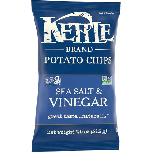 7.5 oz Kettle Brand Sea Salt and Vinegar Kettle Potato Chips, Gluten-Free, Non-GMO, Bag