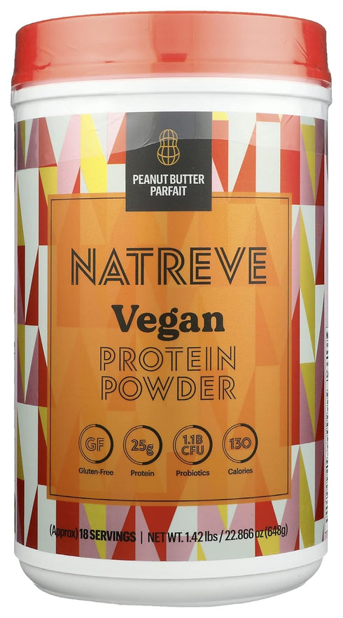 Natreve Vegan Protein Powder Peanut Butter Parfait, Gluten Free, Protein, 675 Grams (Pack