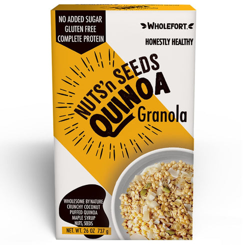 Wholefort Nuts 'n Seeds Puffed Quinoa Granola Cereal, No Added Sugar, Gluten