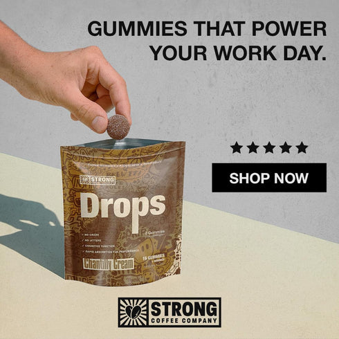 Gummies 16 Pack Strong Coffee Co. Coffee Drops | Organic Ashwagandha | L-Theanine, Reishi, MCT Oil, & Neurofactor | No