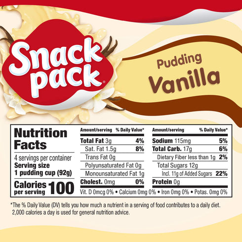 Snack Pack 3.25 oz., 4-Count (Pack 12) Vanilla Flavored Pudding Cups