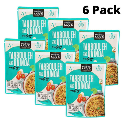 8 Oz, 6-Pack Kitchen & Love Tabbouleh & Quinoa Medley, Pre Cooked, Microwave Ready Pouch,Shelf Stable, Non Gmo, Gluten