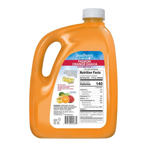 128oz 1 Sunberry Farms POG Passion Orange Guava Tropical Juice, Real Fruit Nectar, No Artificial Flavors or Colors