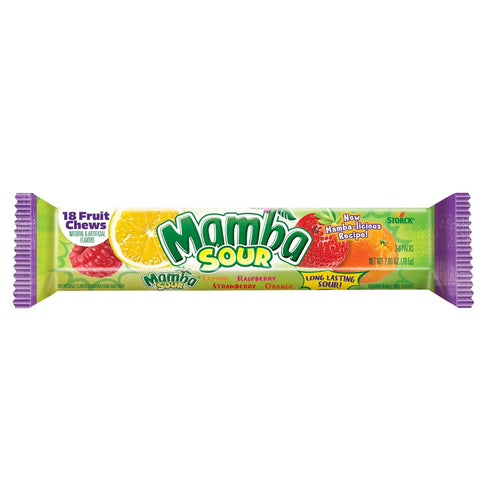 Mamba 18 (Pack 24) Sour Fruit Chews Candy, Pieces