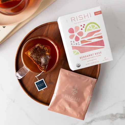 15 Count (Pack 1) Rishi Tea Bergamot Rose Herbal Tea - Organic, Caffeine Free Sachet Bags, Floral and Citrus Botanical