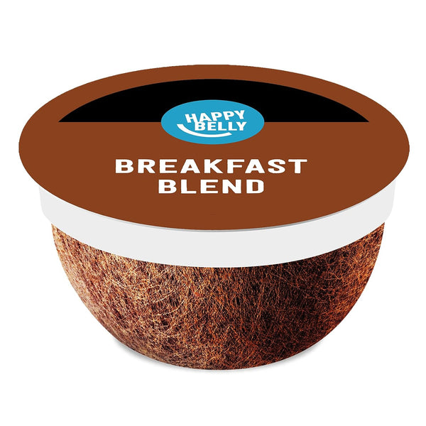 Amazon Brand - Happy Belly Breakfast Blend Compostable Coffee Pods, Light Roast,