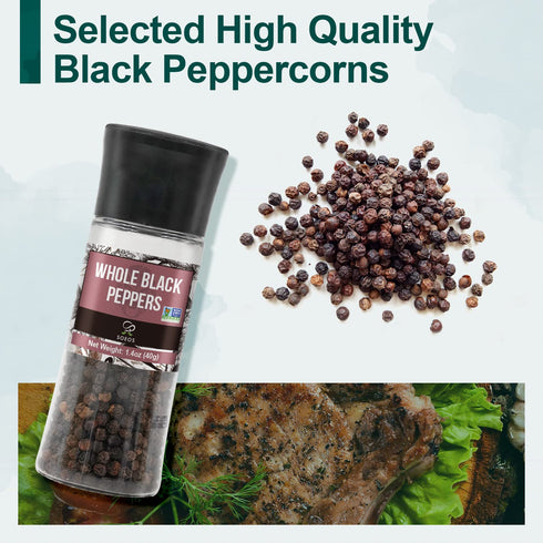 Soeos Spice Seasoning Set of 4, 9.8oz with Integrated Grinders, Perfect for BBQ Gift Set