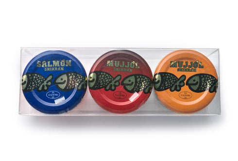 Pack 3 0.88 oz. Eurocaviar - Shikran - mix: x Mullet Roe Caviar Pearls Black + Mullet Roe Caviar Pearls Red + Smoked