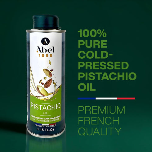 Abel 100% 8.45 oz French Pistachio Oil Pure & Cold-Pressed, Gourmet Nut Oil for Cooking, Dressings & Baking Non-GMO