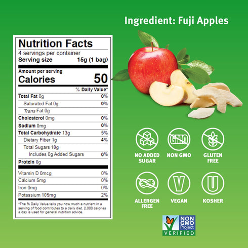 0.53 Oz (Pack 12), 100% Crispy Green Freeze-Dried Apple Fruit Snacks, of Pure Fruit, All-Natural, No Added Sugar