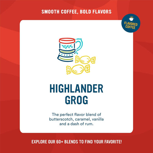 64 (Pack 1) Cameron's Coffee Roasted Ground Coffee Bag, Flavored, Highlander Grog , Ounce